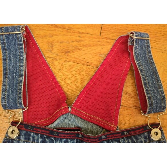 BUM Equipment Baggy Overalls Y2K HipHop Style VTG 90s SpellOut Blue Denim Sz XL - Picture 6 of 10